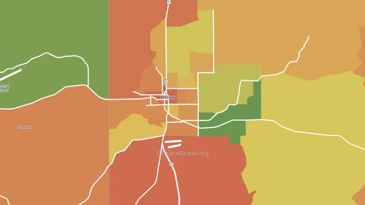 Moscow, ID Map of Vehicle Theft Rates