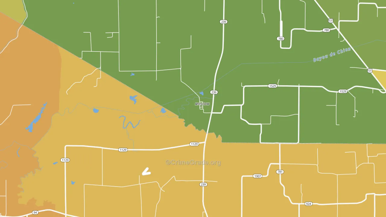Moscow, KY Map of Vehicle Theft Rates