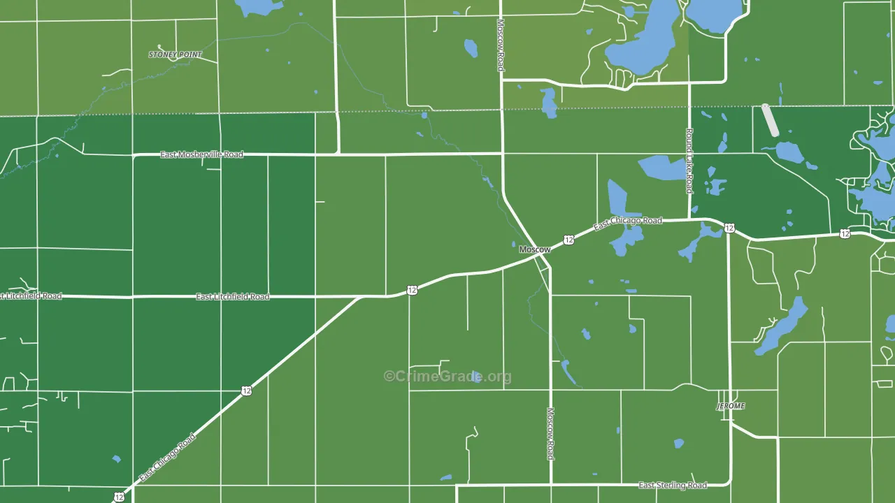 Moscow, MI Map of Vehicle Theft Rates