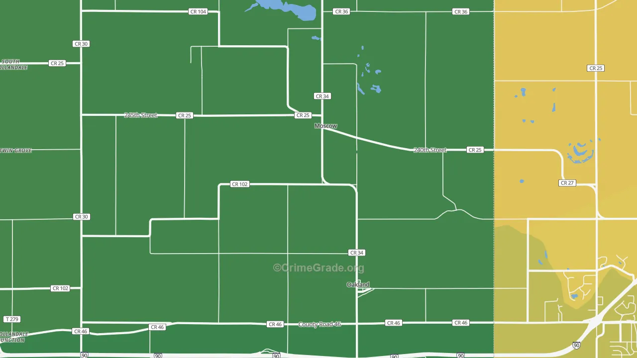 Moscow, MN Map of Vehicle Theft Rates