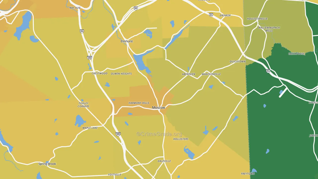 Moscow, PA Map of Vehicle Theft Rates