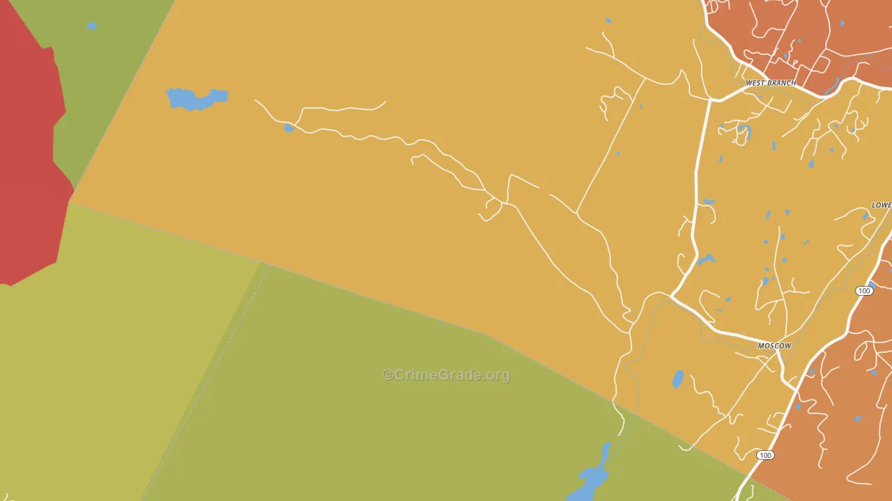 Moscow, VT Map of Vehicle Theft Rates