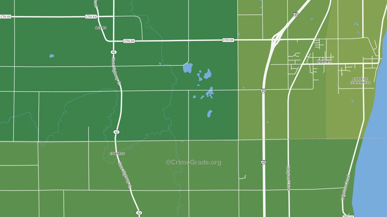 Mosel, WI Map of Vehicle Theft Rates