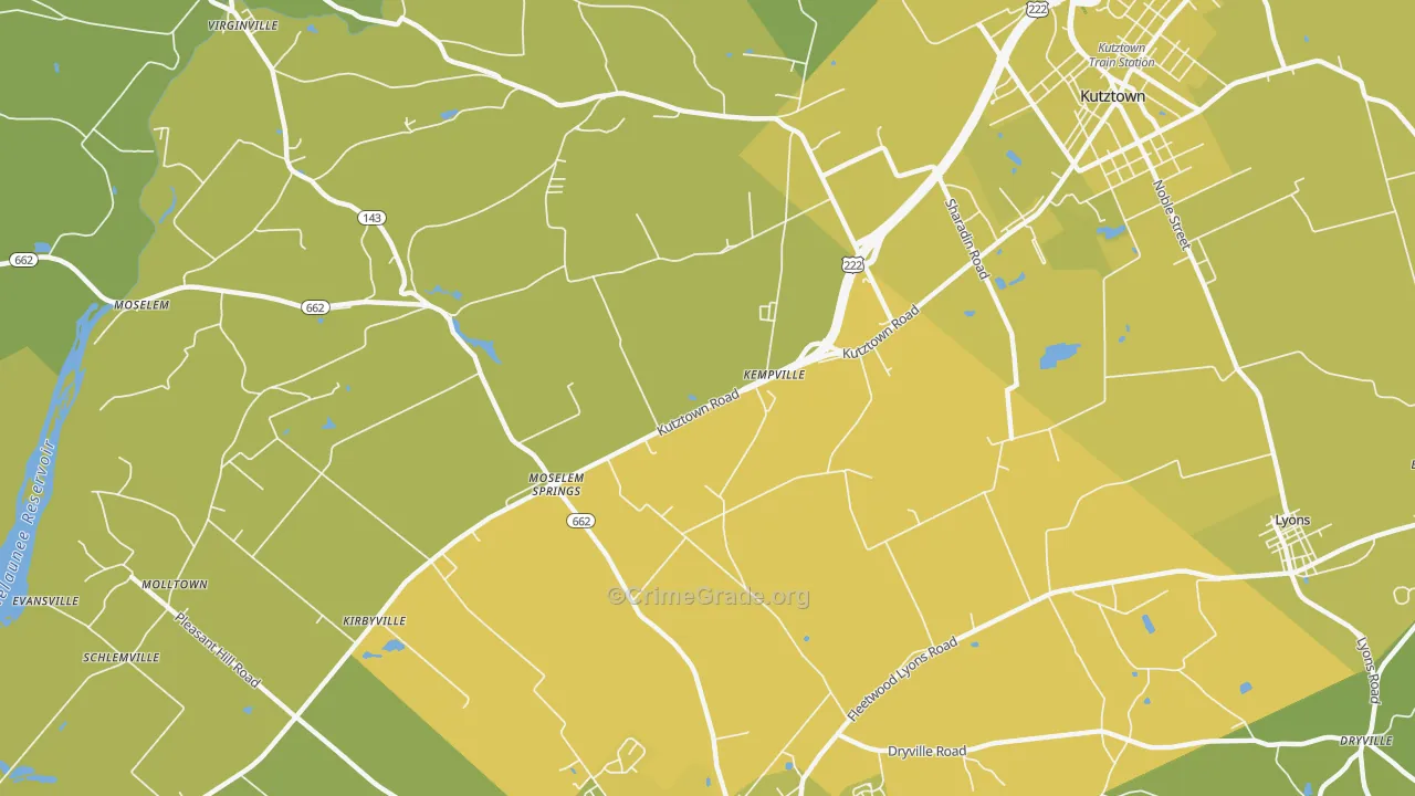 Moselem Springs, PA Map of Vehicle Theft Rates