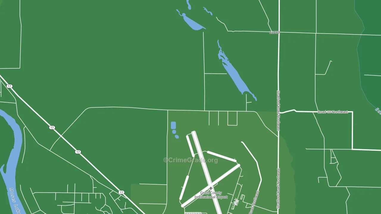 Moses Lake North, WA Map of Vehicle Theft Rates