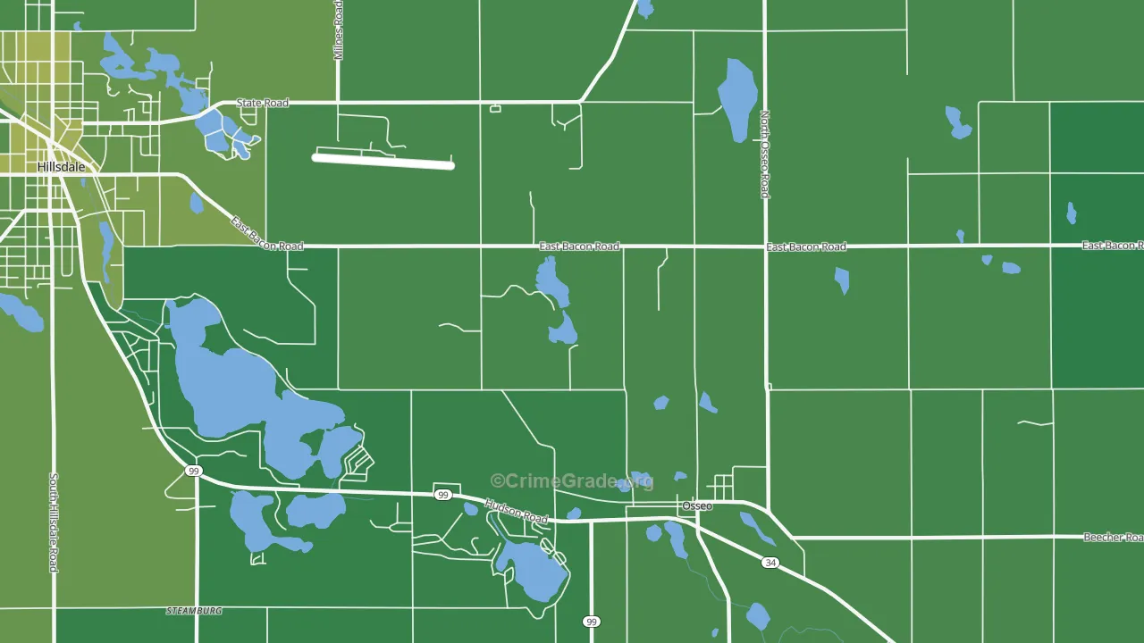 Mosherville, MI Map of Vehicle Theft Rates
