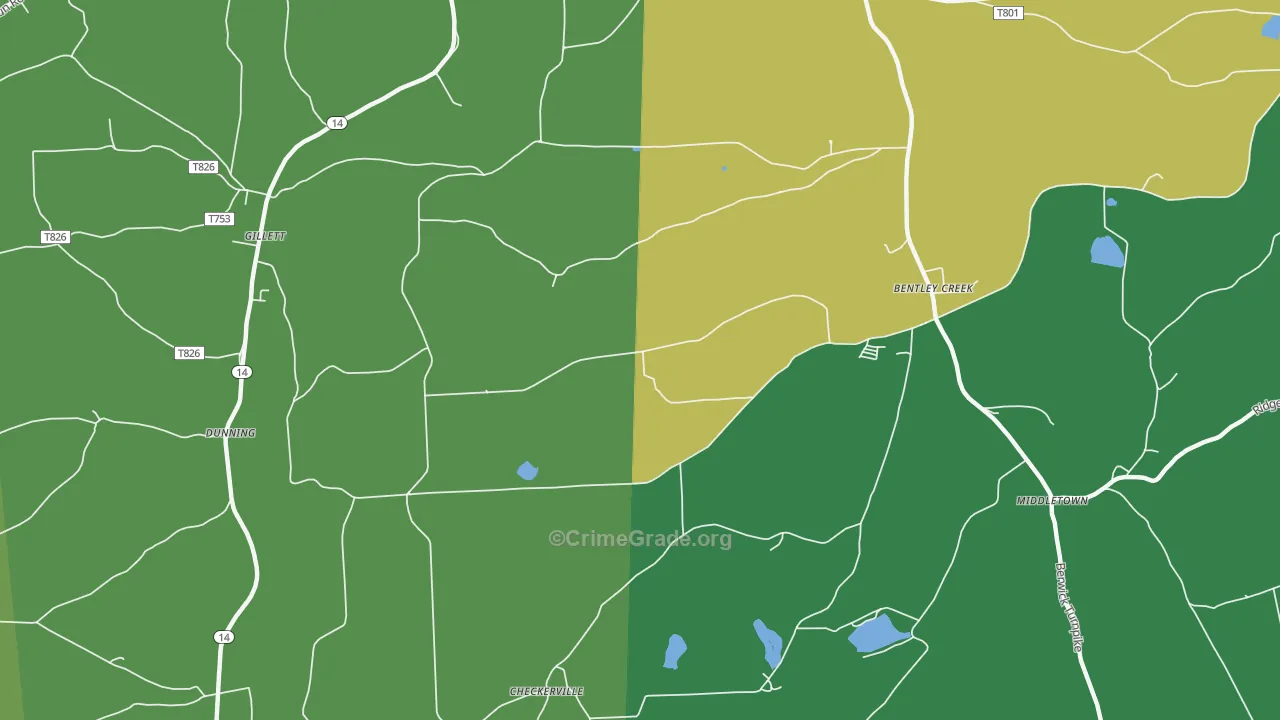 Mosherville, PA Map of Vehicle Theft Rates
