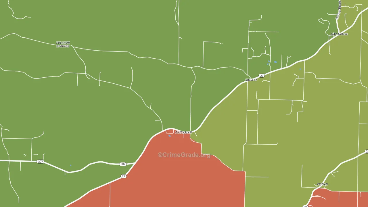 Mosley, AR Map of Vehicle Theft Rates