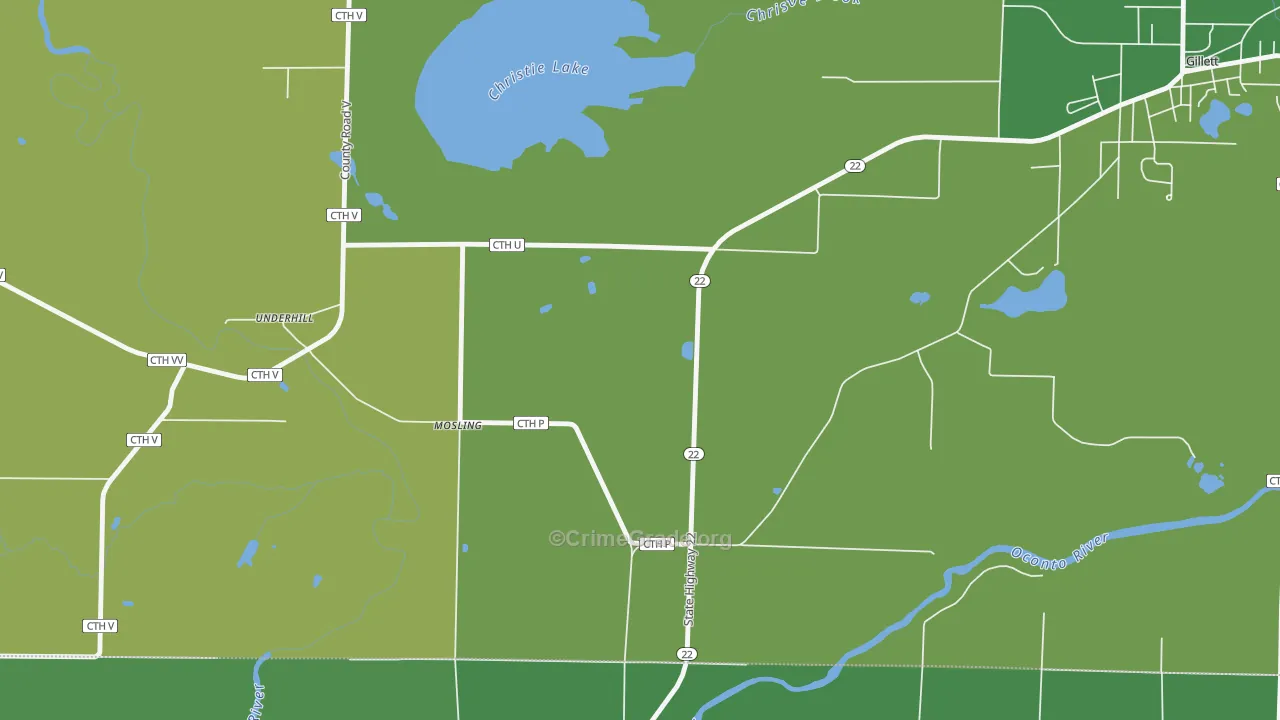 Mosling, WI Map of Vehicle Theft Rates