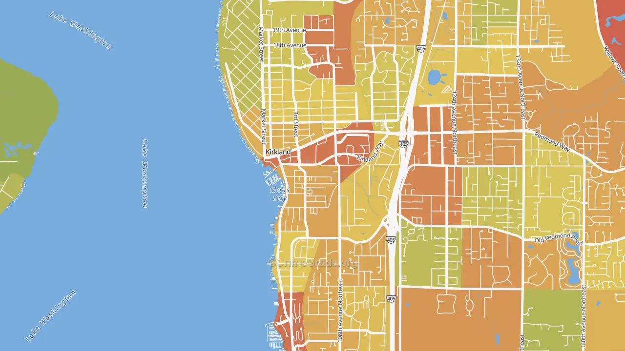 Moss Bay, Kirkland, WA Map of Vehicle Theft Rates