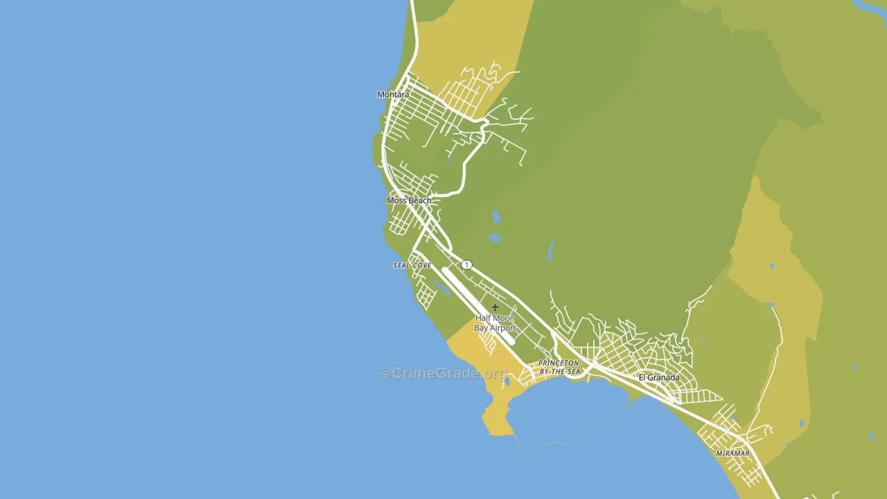 Moss Beach, CA Map of Vehicle Theft Rates