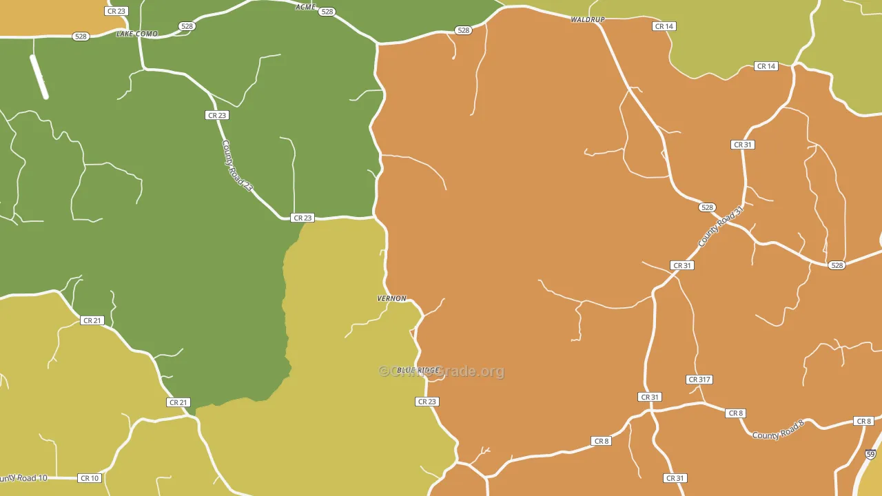 Moss, MS Map of Vehicle Theft Rates
