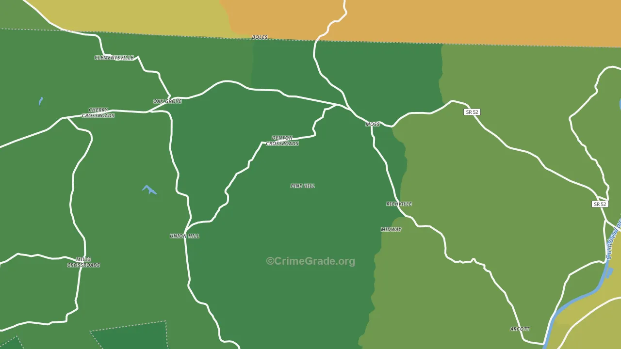 Moss, TN Map of Vehicle Theft Rates