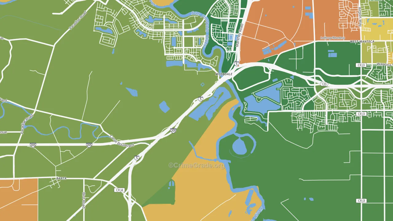 Mossdale, CA Map of Vehicle Theft Rates