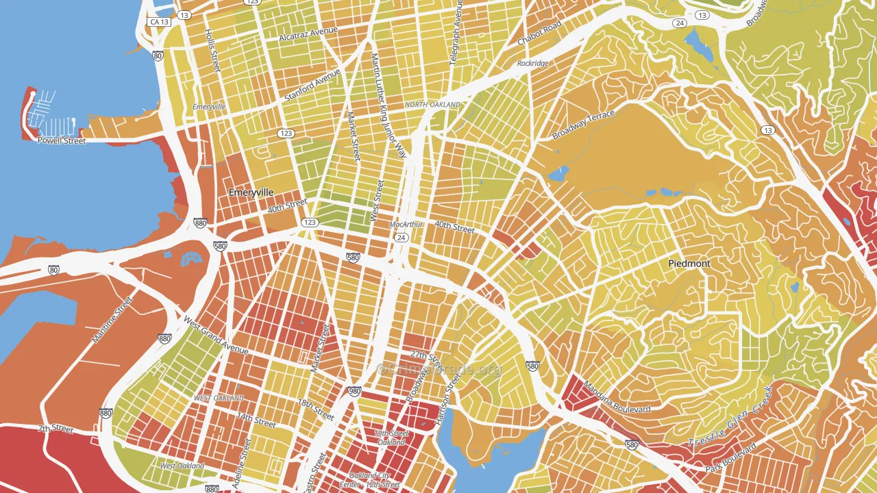Mosswood, Oakland, CA Map of Vehicle Theft Rates