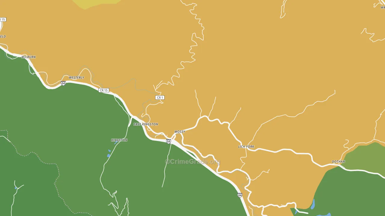 Mossy, WV Map of Vehicle Theft Rates