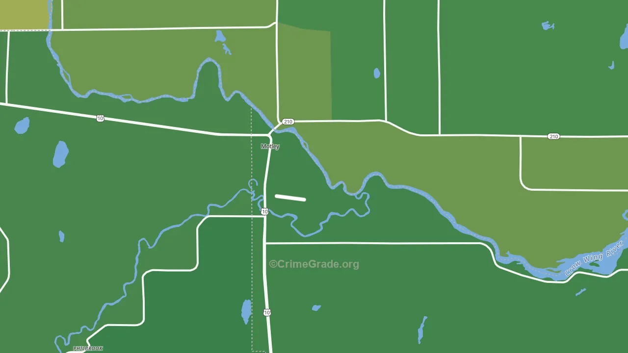 Motley, MN Map of Vehicle Theft Rates