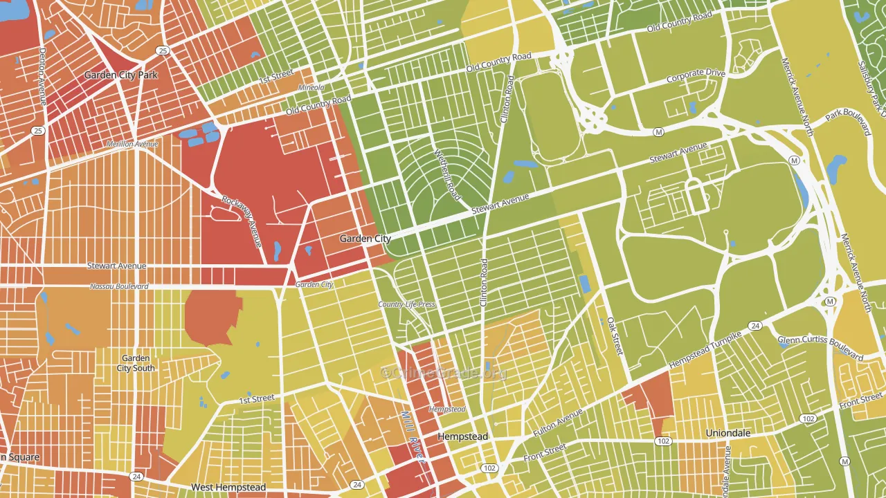 Mott Section, Garden City, NY Map of Vehicle Theft Rates
