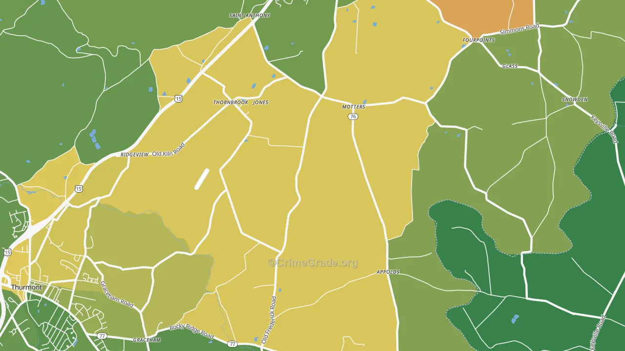 Motters, MD Map of Vehicle Theft Rates