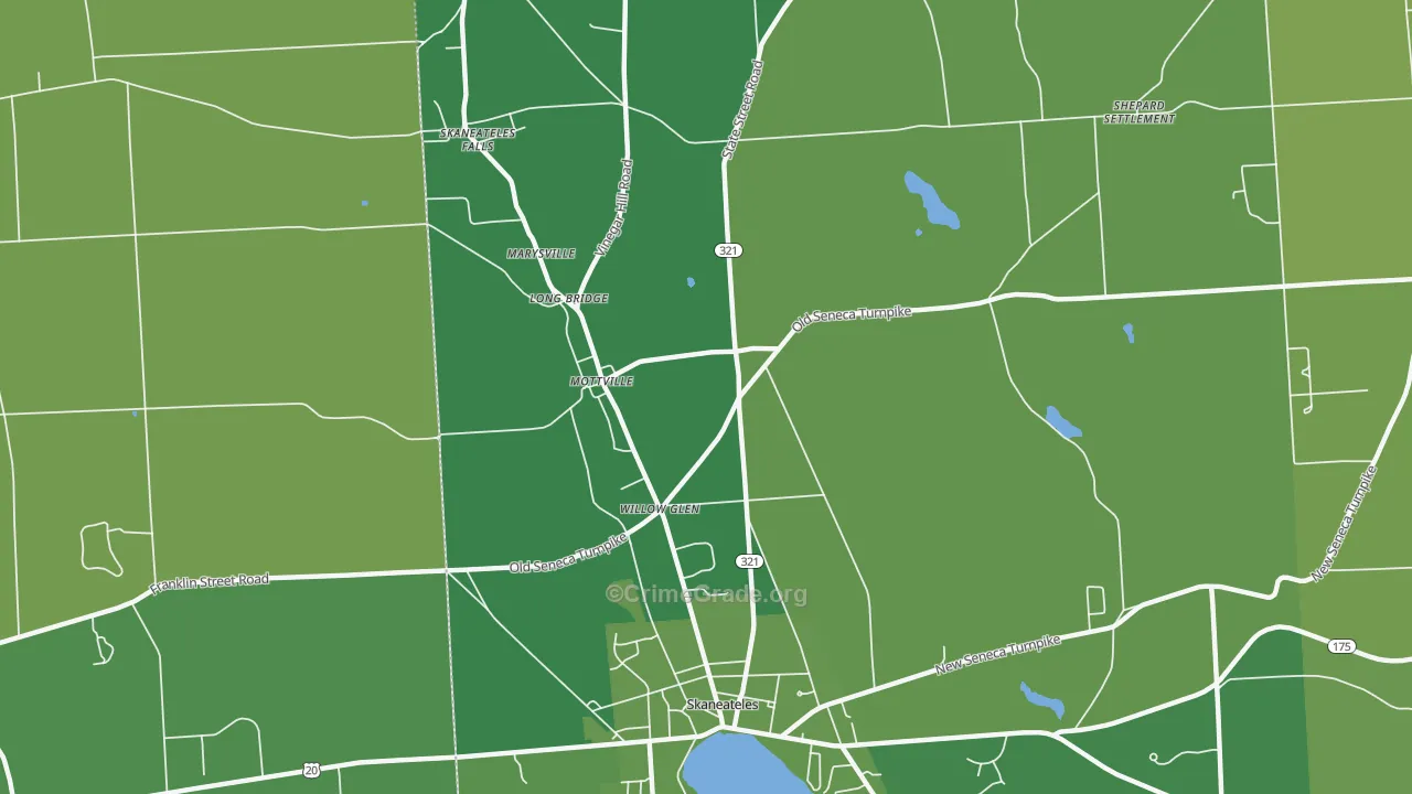 Mottville, NY Map of Vehicle Theft Rates