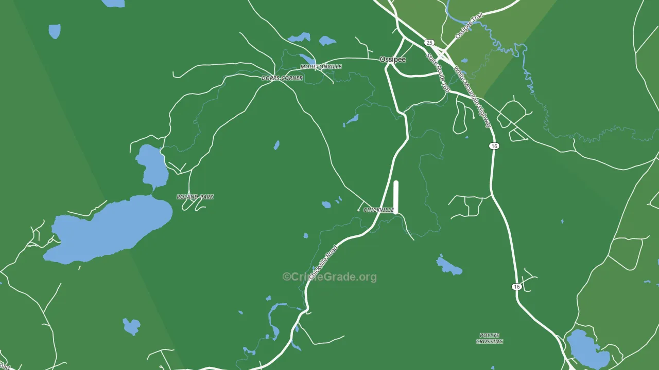 Moultonville, NH Map of Vehicle Theft Rates
