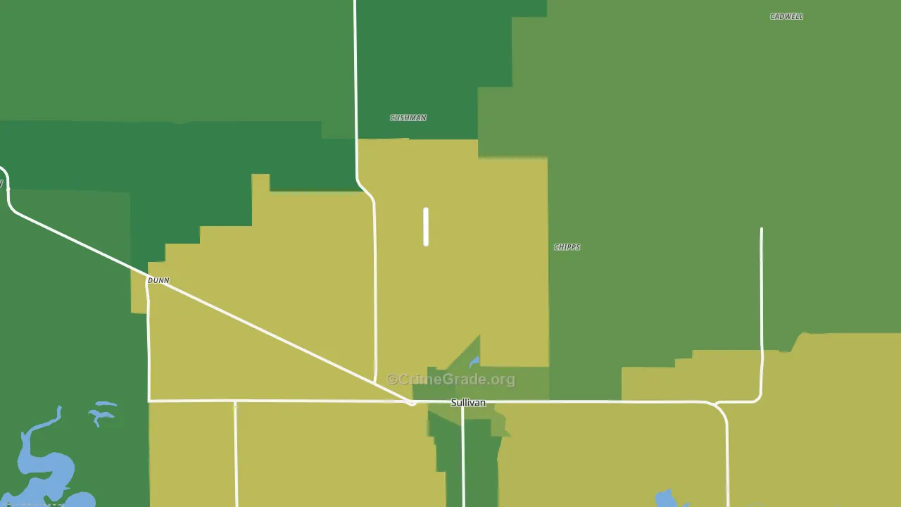 Moultrie County, IL Map of Vehicle Theft Rates