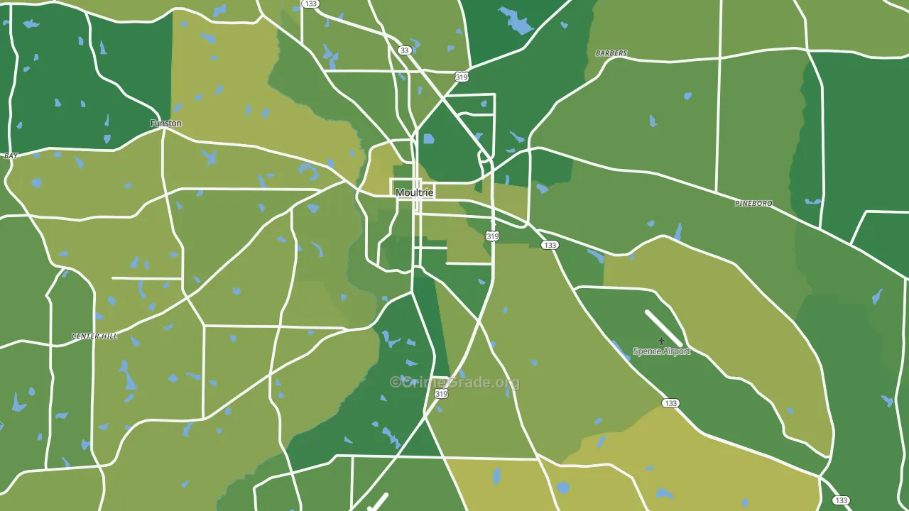 Moultrie, GA Map of Vehicle Theft Rates