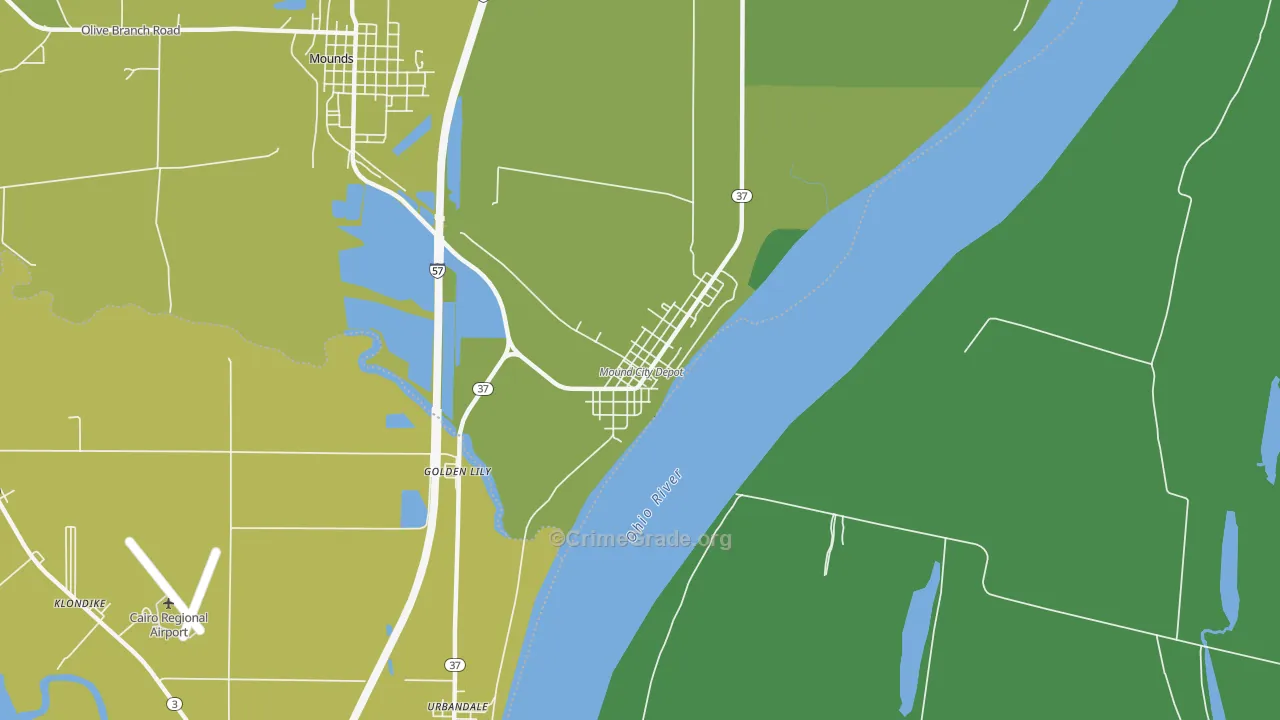 Mound City, IL Map of Vehicle Theft Rates