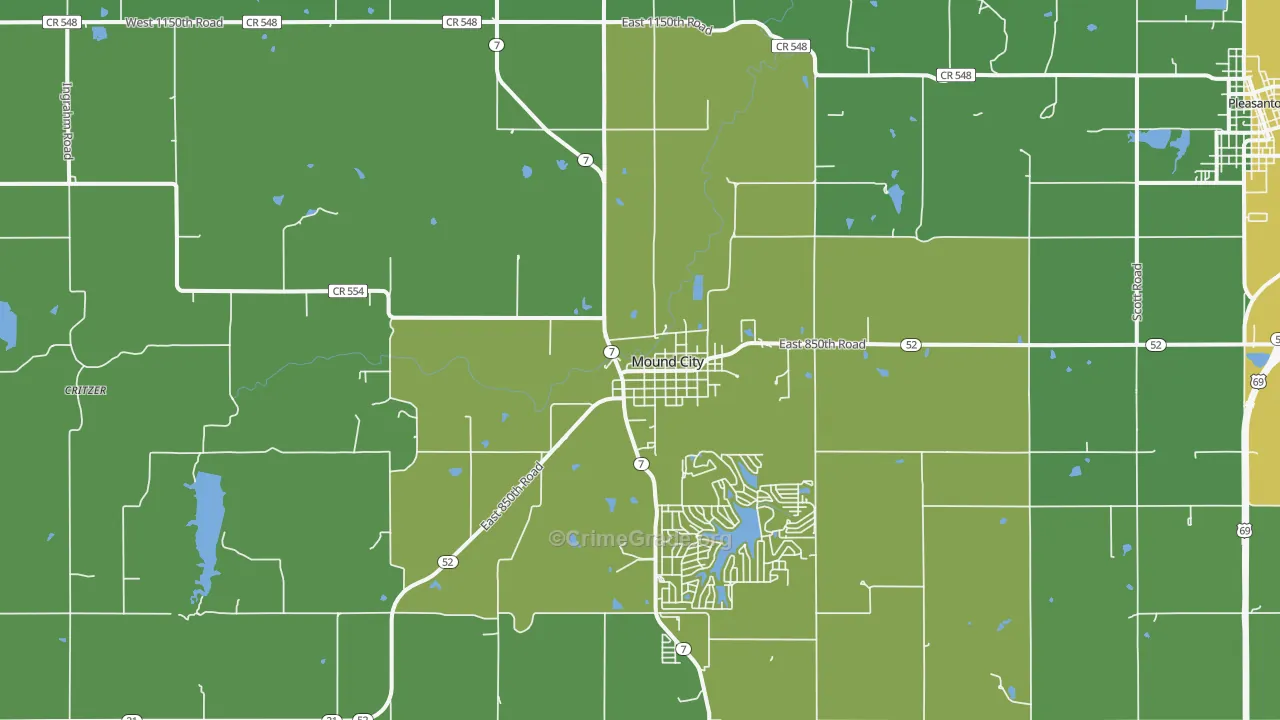 Mound City, KS Map of Vehicle Theft Rates