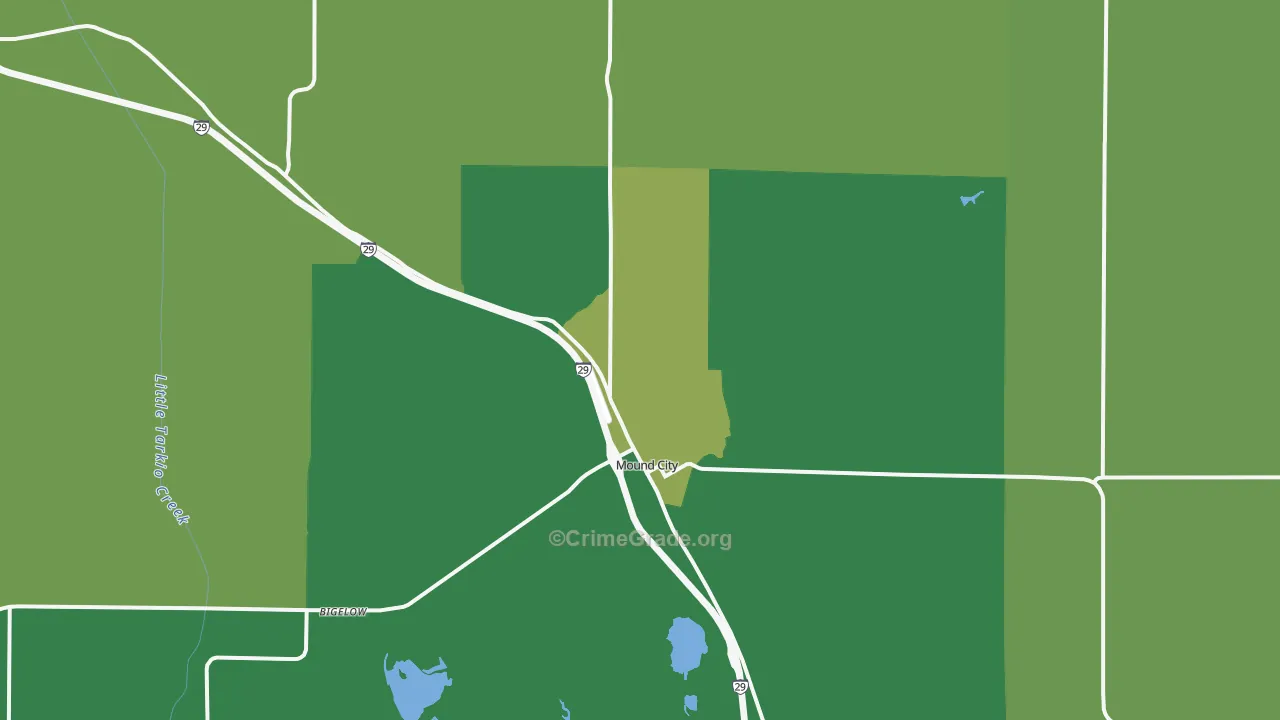 Mound City, MO Map of Vehicle Theft Rates