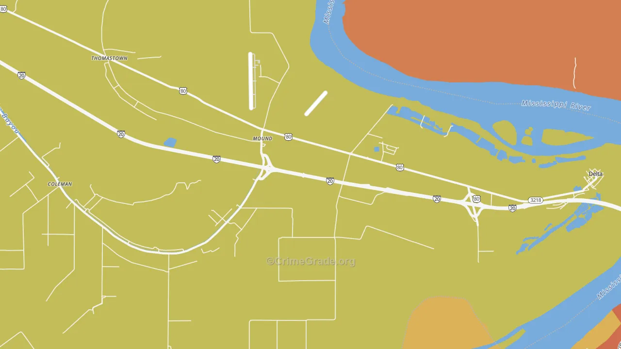 Mound, LA Map of Vehicle Theft Rates