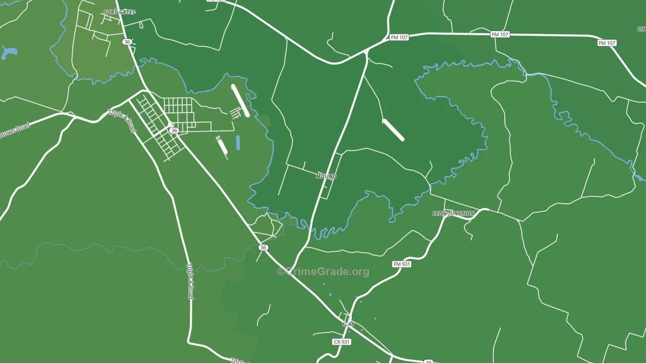Mound, TX Map of Vehicle Theft Rates