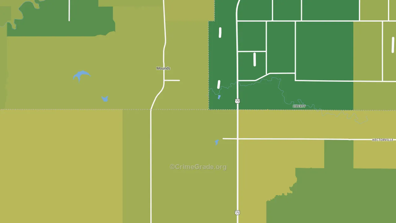 Mounds, OK Map of Vehicle Theft Rates