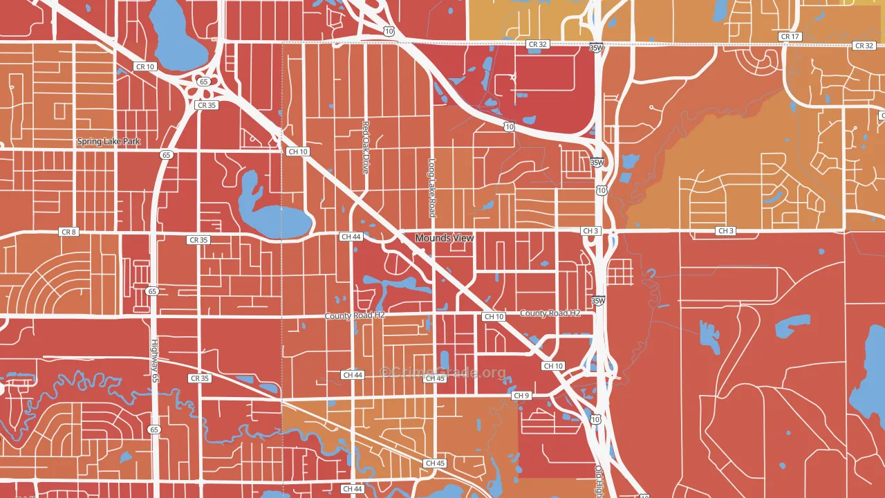 Mounds View, MN Map of Vehicle Theft Rates