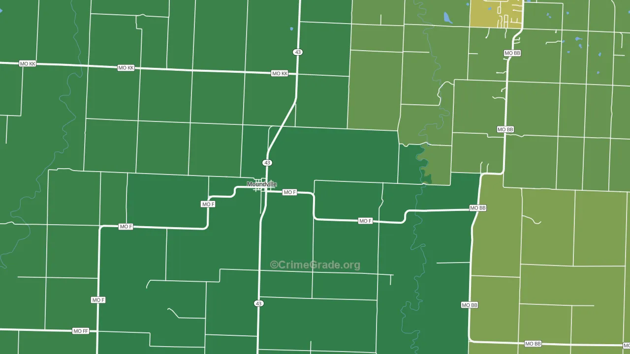 Moundville, MO Map of Vehicle Theft Rates