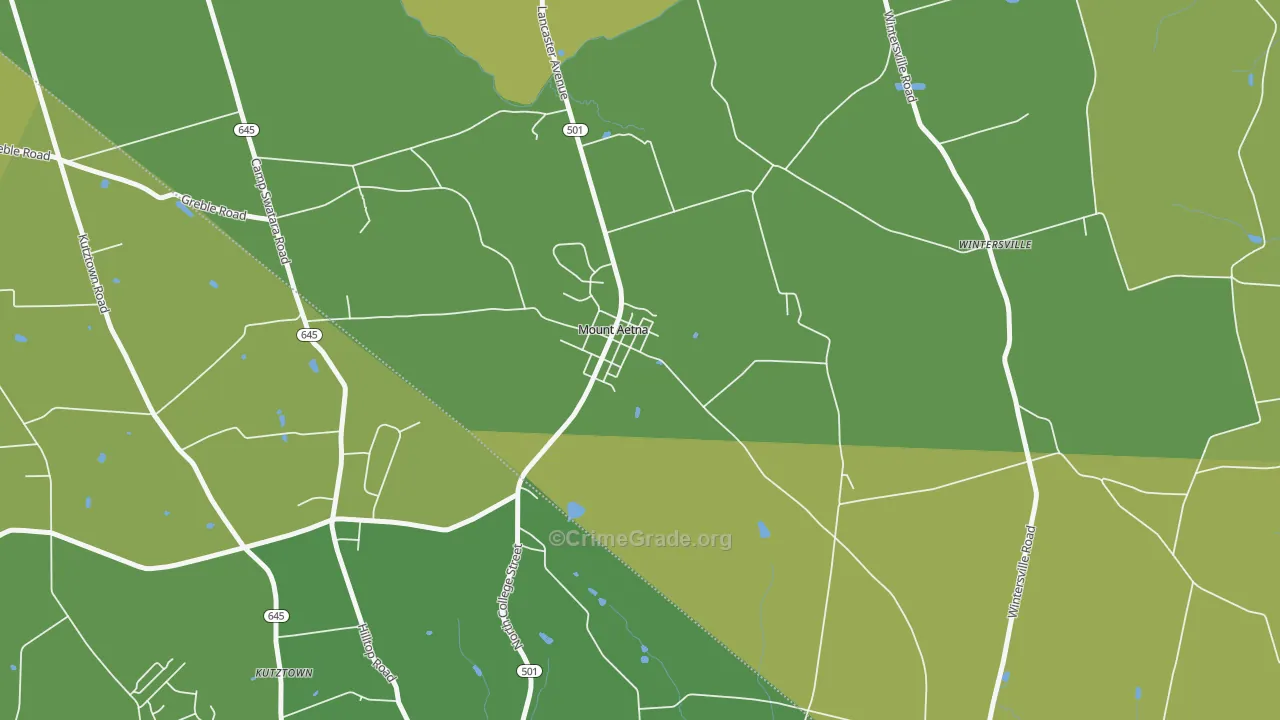 Mount Aetna, PA Map of Vehicle Theft Rates