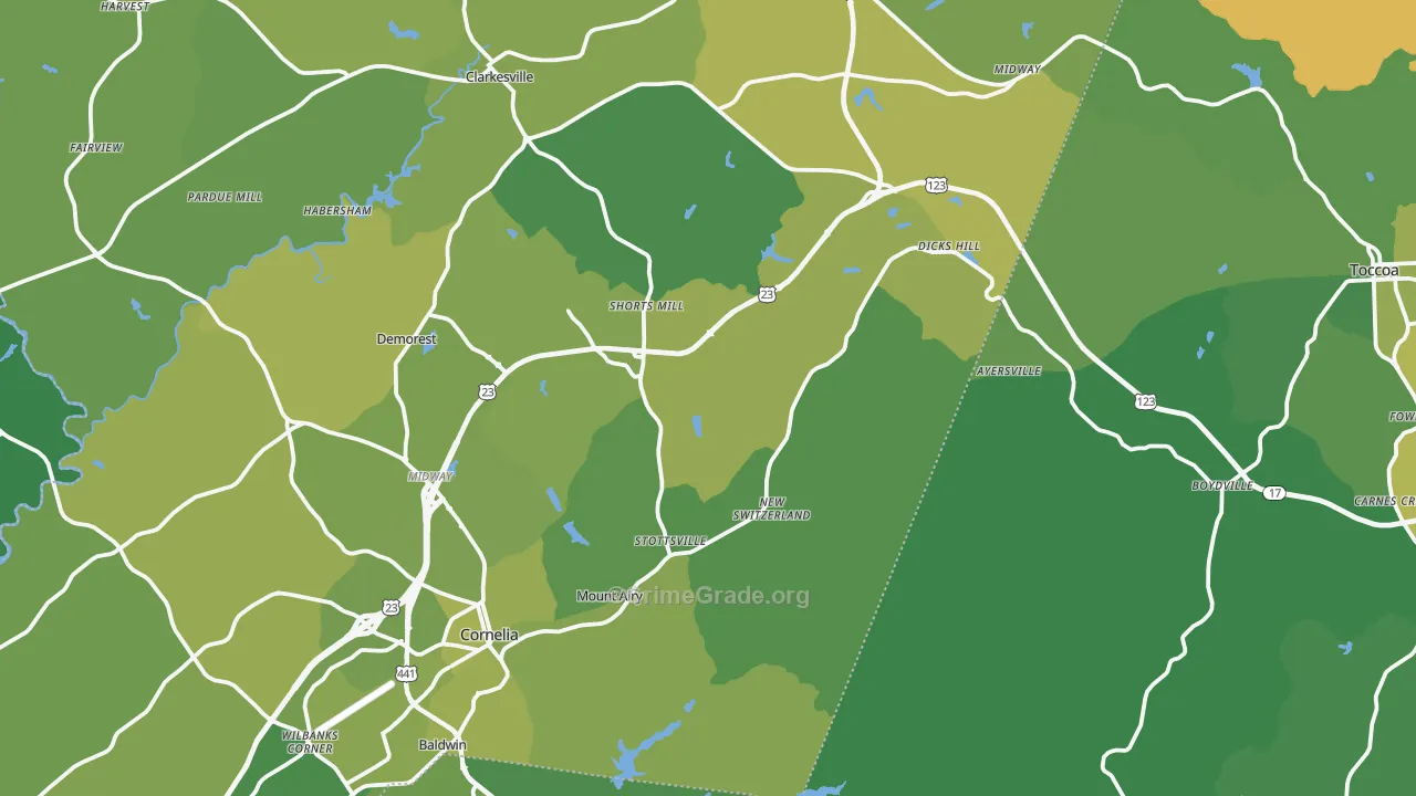 Mount Airy, GA Map of Vehicle Theft Rates