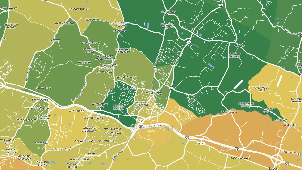 Mount Airy, MD Map of Vehicle Theft Rates