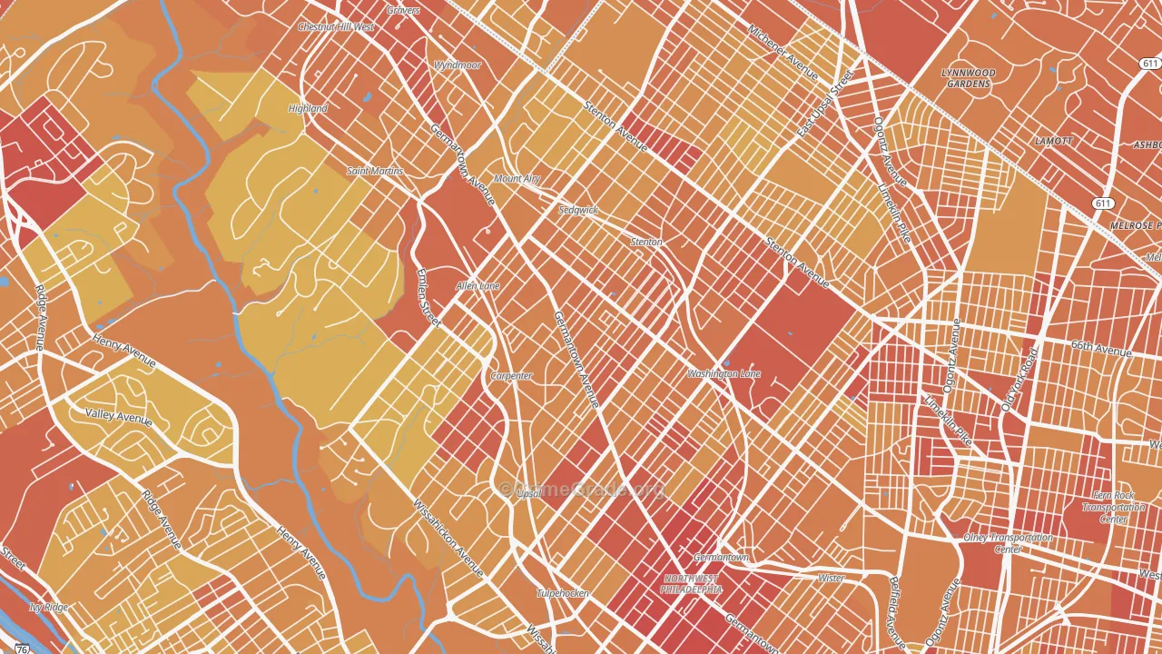 Mount Airy, Philadelphia, PA Map of Vehicle Theft Rates