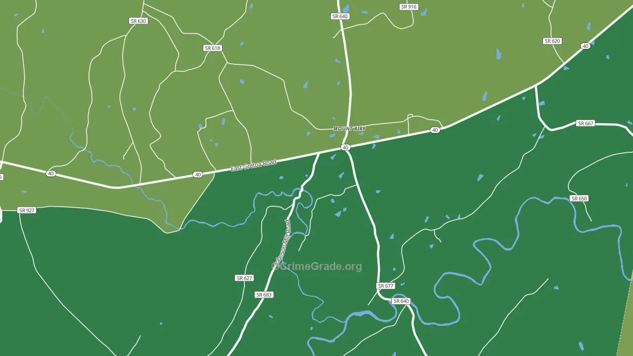 Mount Airy, VA Map of Vehicle Theft Rates