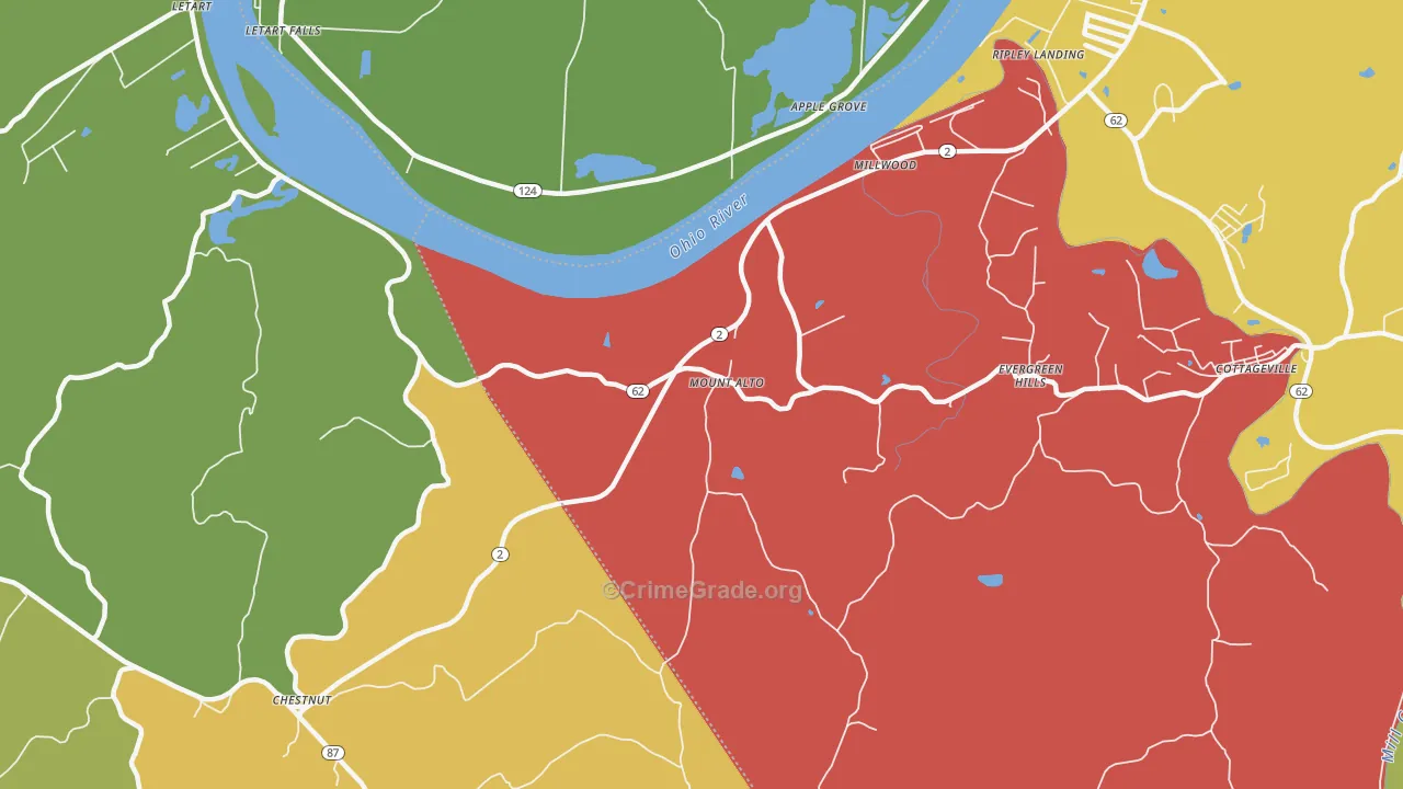 Mount Alto, WV Map of Vehicle Theft Rates