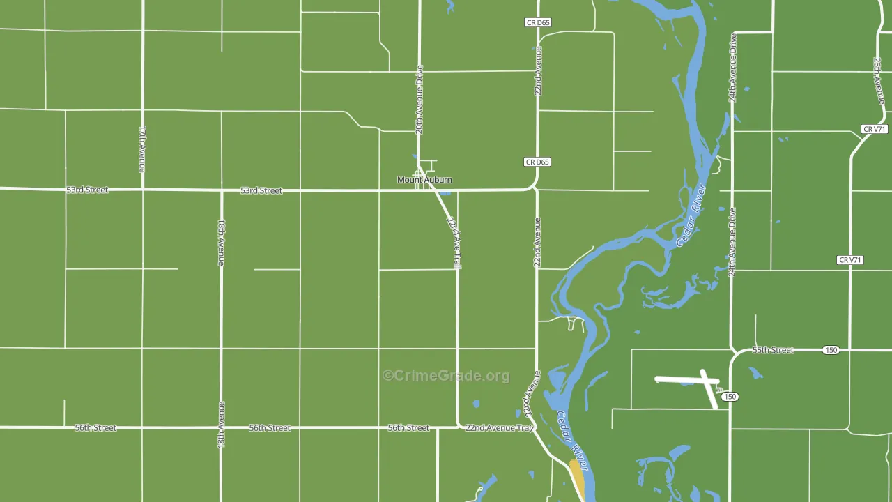Mount Auburn, IA Map of Vehicle Theft Rates
