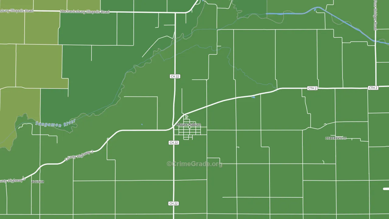 Mount Auburn, IL Map of Vehicle Theft Rates