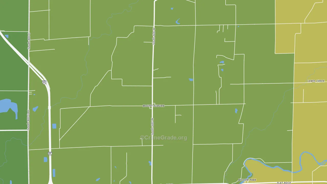 Mount Auburn, IN Map of Vehicle Theft Rates
