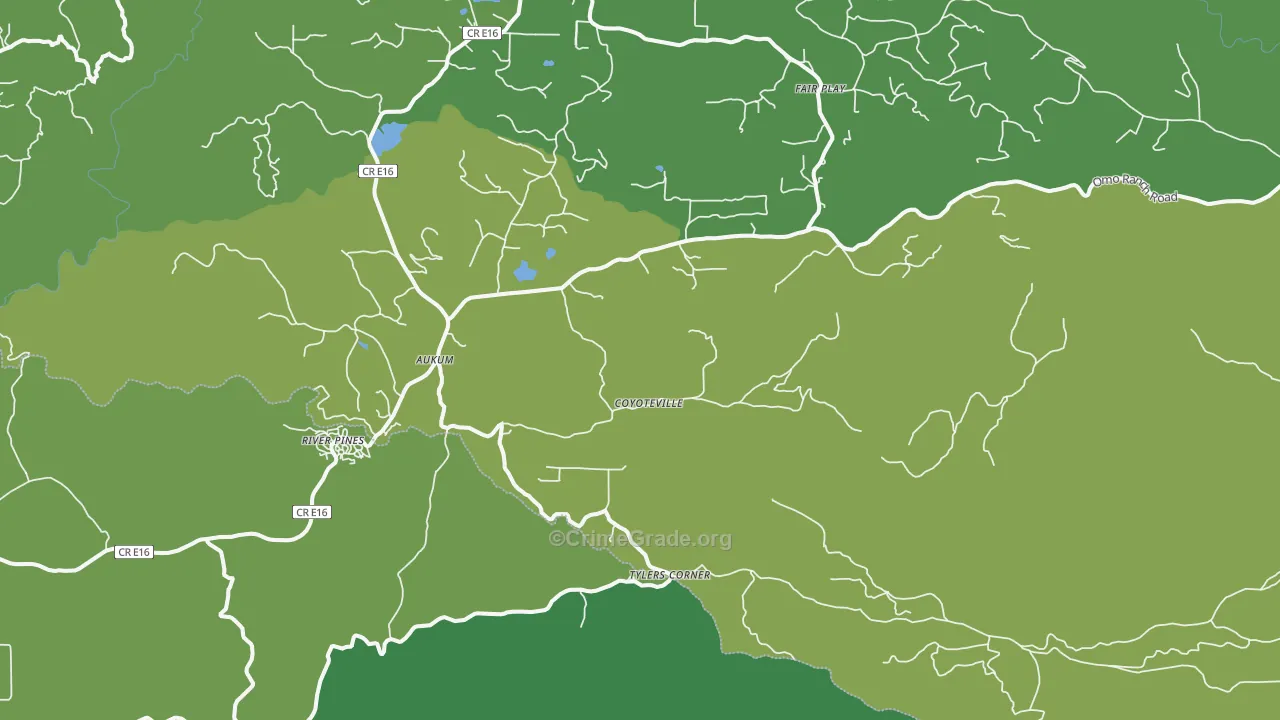Mount Aukum, CA Map of Vehicle Theft Rates