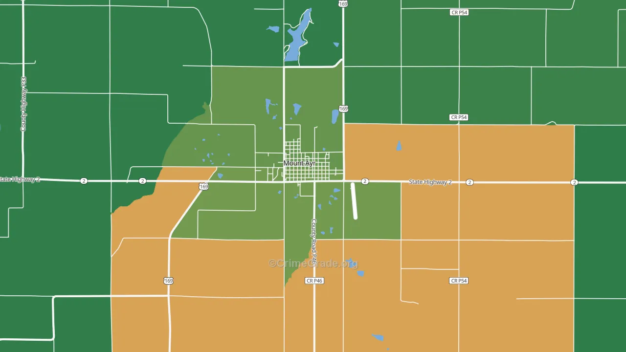 Mount Ayr, IA Map of Vehicle Theft Rates