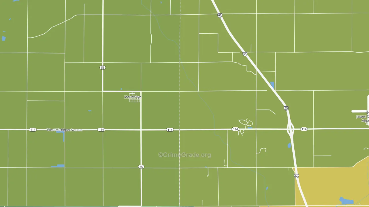 Mount Ayr, IN Map of Vehicle Theft Rates