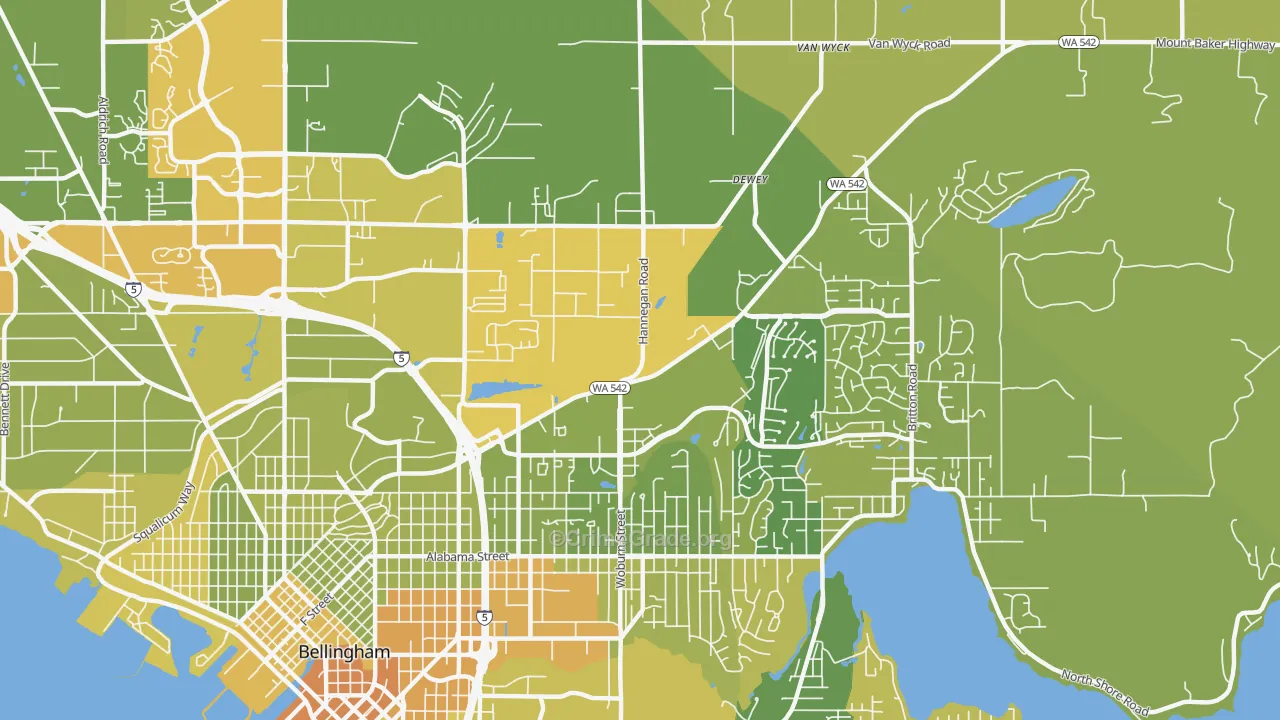 Mount Baker, Bellingham, WA Map of Vehicle Theft Rates