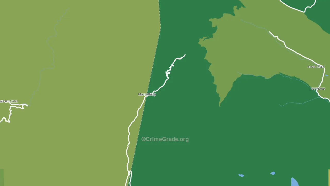Mount Baldy, CA Map of Vehicle Theft Rates