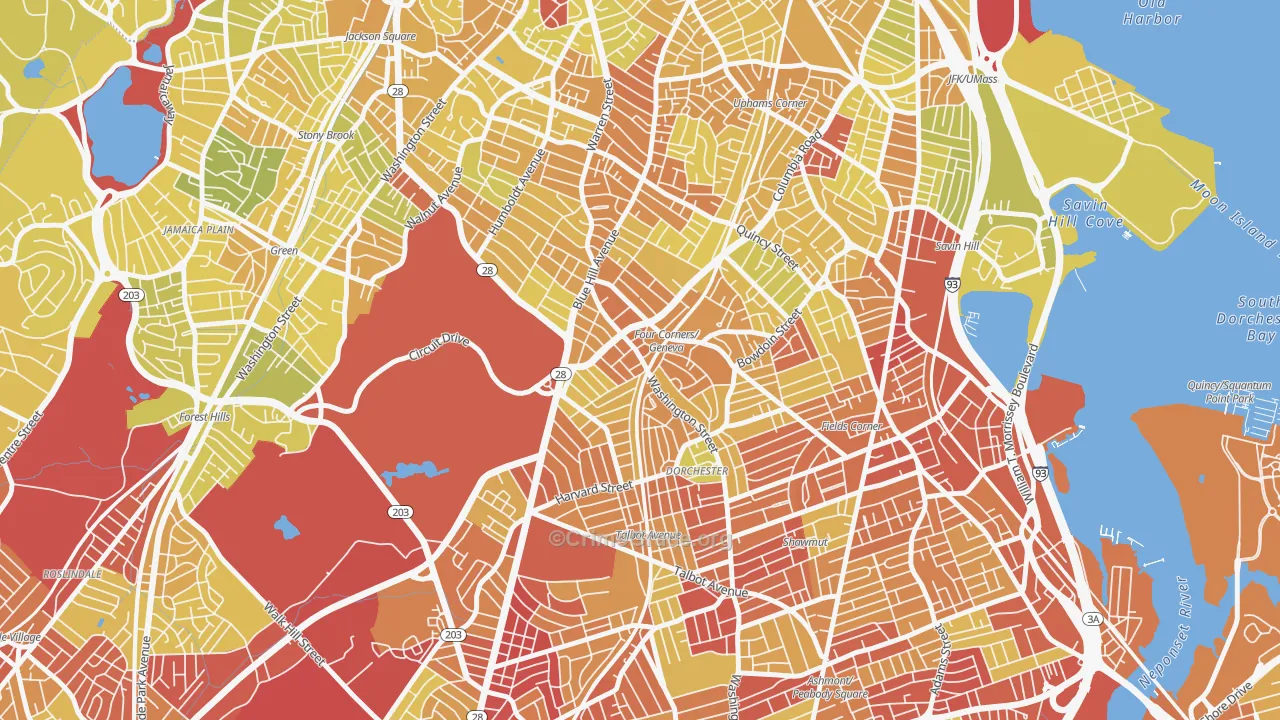 Mount Bowdoin, Boston, MA Map of Vehicle Theft Rates